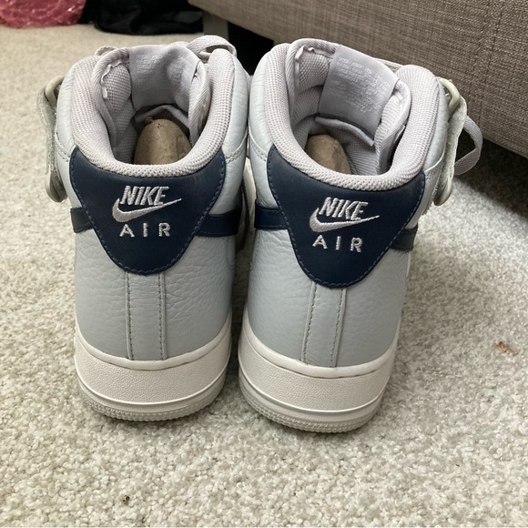 Nike Air Force 1 Mid gray and white with a black swoosh and velcro straps